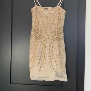 🪩 NWT H&M Gold Sequin Beaded Mini Dress (4)